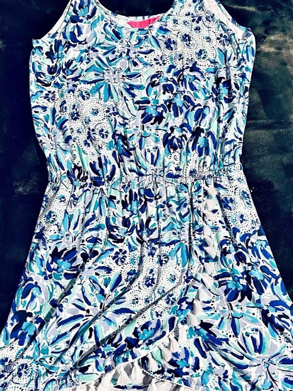 Lilly Pulitzer Floral Mini Dress in Blue & White Size Medium